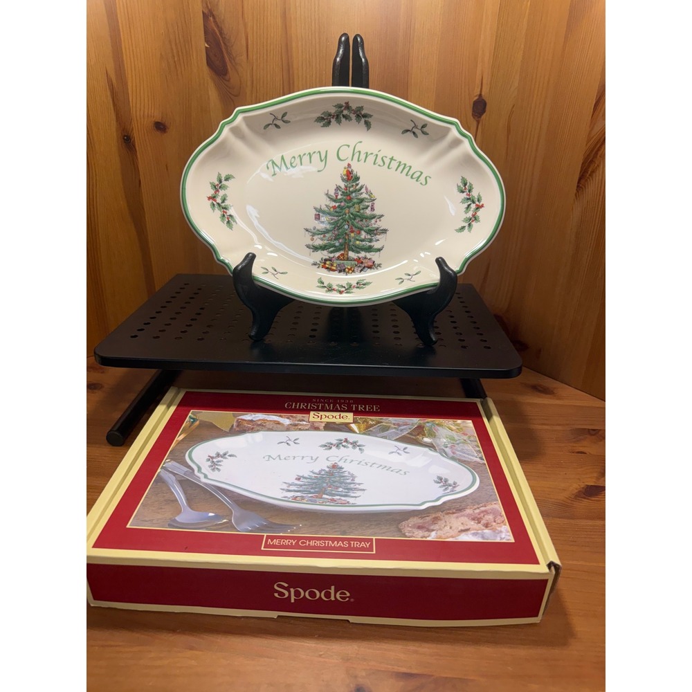 Spode Christmas Tree Merry Christmas Tray 11" Serving Platter w/ Box